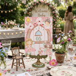 Fairy Garden Pink Woodland Birthday Party Kids Table Number<br><div class="desc">Create a magical storybook atmosphere with this enchanting fairy garden table number sign, featuring sweet little fairies, soft pink blossoms, and a charming woodland scene with a tiny deer. Designed in a delicate watercolor style, this piece brings warmth, wonder, and imagination to your celebration. Perfect for children’s birthday parties, fairy-themed...</div>