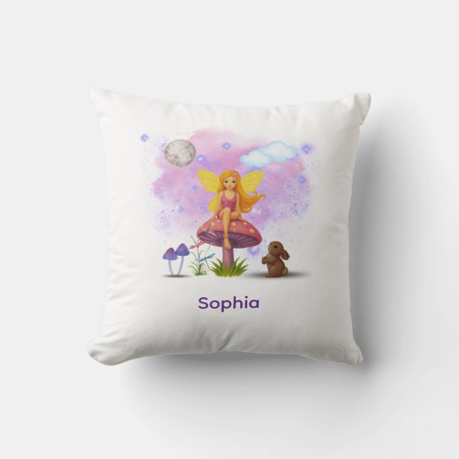 Fairy Garden Throw Pillow Birthday Gift (Front)