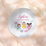Fairy Garden Watercolor Floral Girl Birthday Party Paper Plate<br><div class="desc">Add some fun to your birthday party with these paper plates! Made to match our Fairy Garden Floral Birthday Party collection, this design features the birthday girl's name and her age on top of 3 fairy friends in bright, colourful dresses surrounded by hand-illustrated flowers and leaves. Click on "Personalize this...</div>