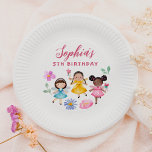 Fairy Garden Watercolor Floral Girl Birthday Party Paper Plate<br><div class="desc">Add some fun to your birthday party with these paper plates! Made to match our Fairy Garden Floral Birthday Party collection, this design features the birthday girl's name and her age on top of 3 fairy friends in bright, colourful dresses surrounded by hand-illustrated flowers and leaves. Click on "Personalize this...</div>