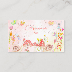 Fairy garden watercolor kids birthday  enclosure card