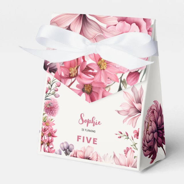 Fairy garden watercolor kids birthday favor box (Front Side)