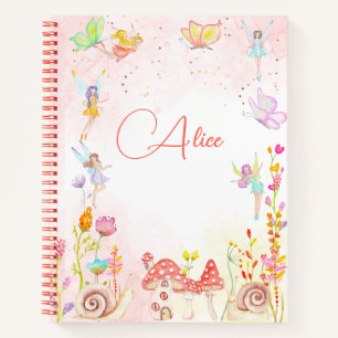 Fairy garden watercolor kids  notebook