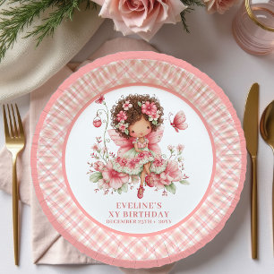 Fairy Girl 1st Birthday Magical Pink Floral paper  Plate