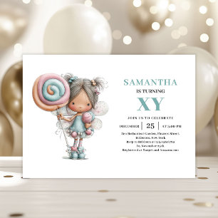 Fairy Girl 6th Birthday Whimsical Cute Pastel  Invitation