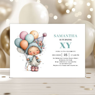 Fairy Girl 8th Birthday Whimsical Pastel Cute  Invitation