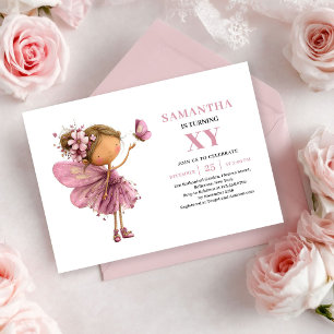 Fairy Girl Birthday Rose Gold Floral invitation