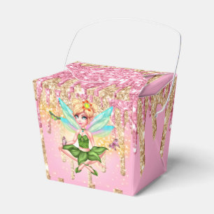 Fairy girl pink gold glitter sparkle shine magic favor box