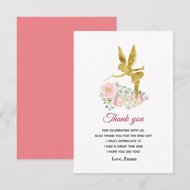 fairy girl thank you card (Front/Back)
