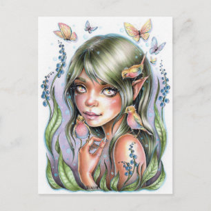 Fairy Girl With Birds Postcard