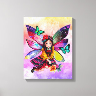 Fairy Girl with Wings Stretched Canvas Print