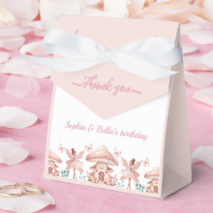 Fairy Girls Mushroom House Ribbon Twins Birthday Favor Box