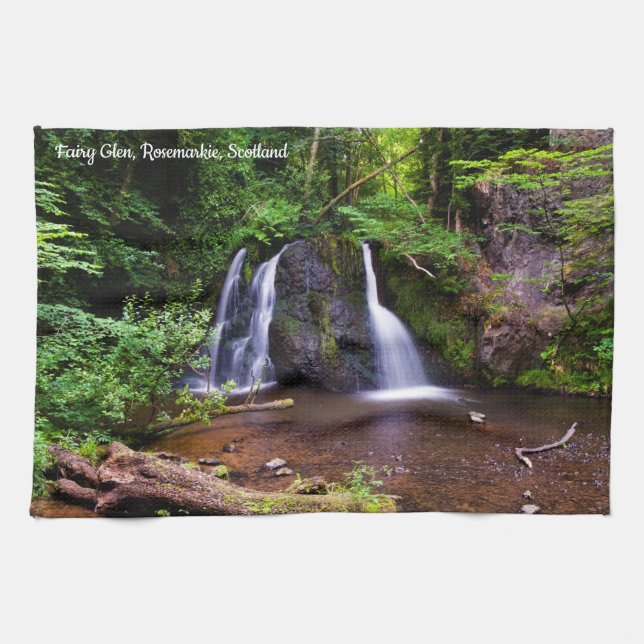 Fairy Glen waterfall Kitchen tea towel (Horizontal)