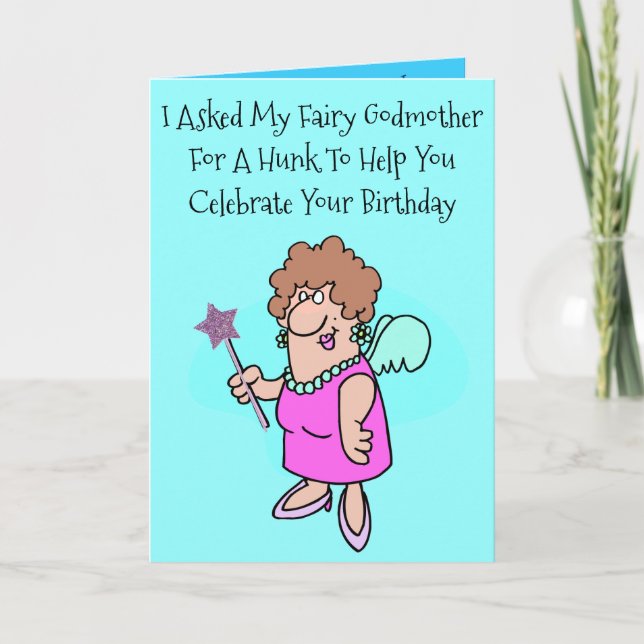 Fairy Godmère & Parrain sur la carte d'anniversair (Devant)