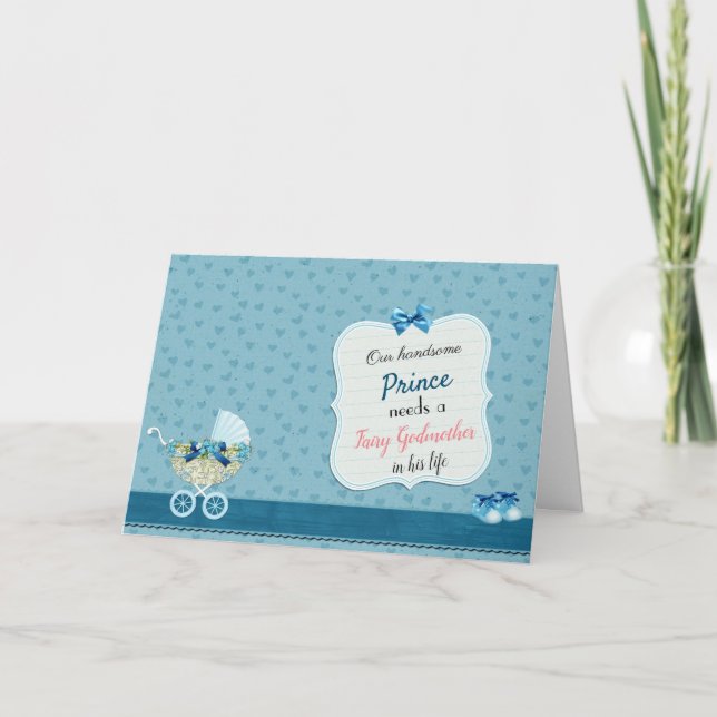 Fairy Godmother Proposal Baby Carriage and Booties Invitation (Front)
