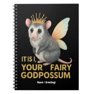Fairy Godpossum Cute Opossum with Crown and Wings Notebook
