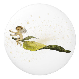 Fairy Golden Sparkle Vintage Ceramic Knob