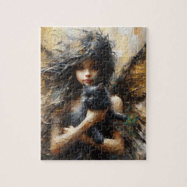 Fairy Holding a Cute Kitten Jigsaw Puzzle (Vertical)