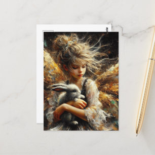 Fairy Holding a Young Rabbit Postcard