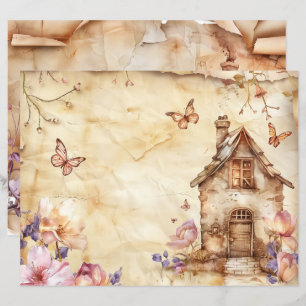Fairy Home Vintage Rustic Scrapbook Journal Paper