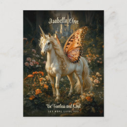 Fairy Horse Orange Butterfly Wings Inspiration Postcard