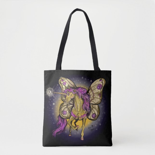 Fairy Horse Yellow Emperor Moth Tote Bag (Front)