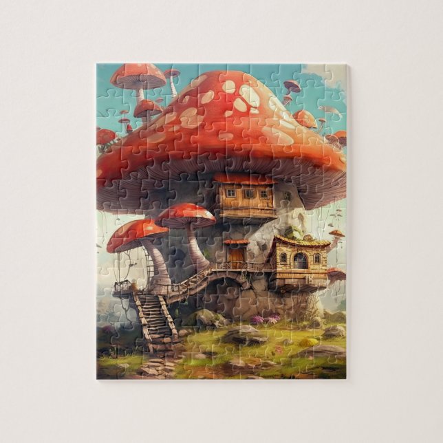 Fairy House and Mushroom Harmony Garden Jigsaw Puzzle (Vertical)