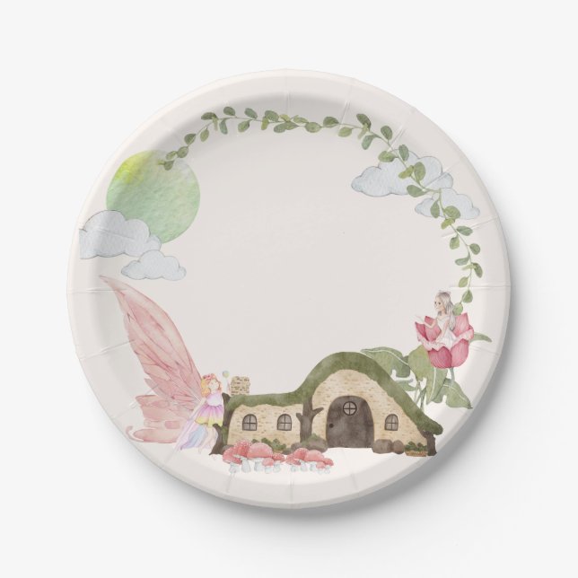 Fairy house birthday party  paper plate (Front)