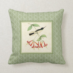 Fairy Hummingbird Damask Pillow