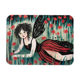 Fairy in a flower meadow watercolor magnet