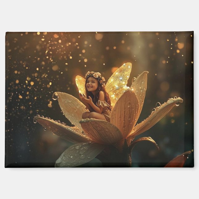 Fairy in a Flower, Spring Rain Magnet (Front)