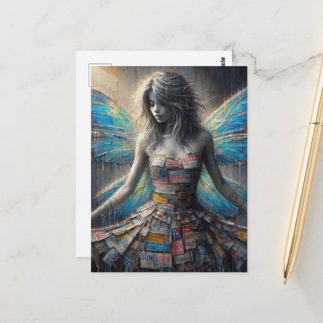 Fairy in a Recycled Dress Postcard (Front/Back In Situ)