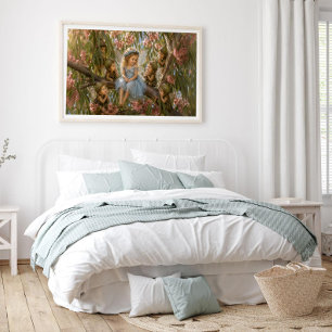 Fairy in Blue Dress with Gumnut Fairy babies Poster