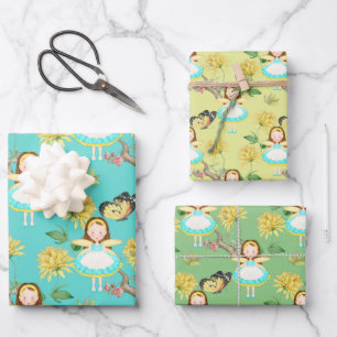 Fairy in Blue dress Wrapping Paper Sheet
