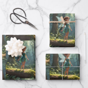 Fairy In Forest Wrapping Paper Sheet