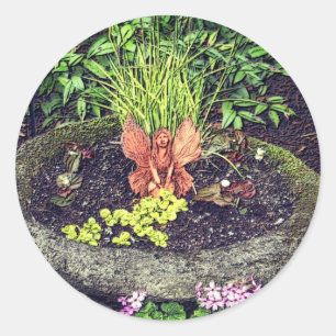 Fairy In Garden Nature  Classic Round Sticker