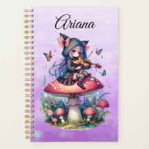 Fairy in Hoodie Playing Viola on a Mushroom