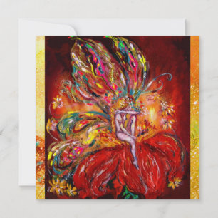 FAIRY IN RED ,gold metallic ,yellow  green Announcement