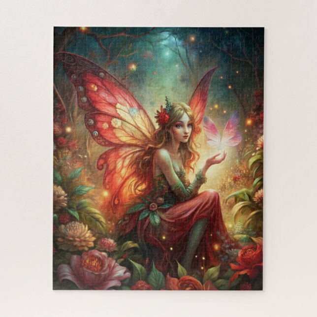 Fairy in red jigsaw puzzle (Vertical)