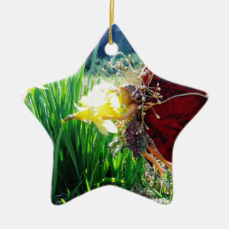 Fairy in the Daffodils Ceramic Ornament