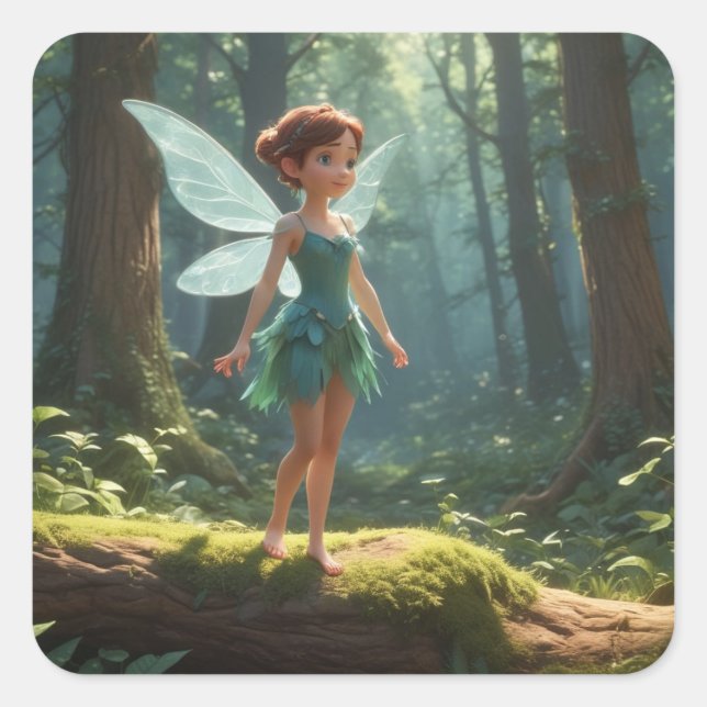 Fairy in the Forest Square Sticker (Front)