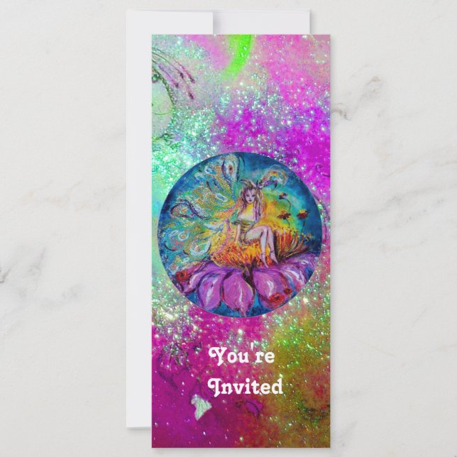 FAIRY IN THE NIGHT,pink purple blue green sparkle Invitation (Front)