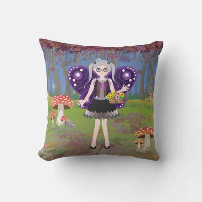 Fairy in the night throw pillow (Front)