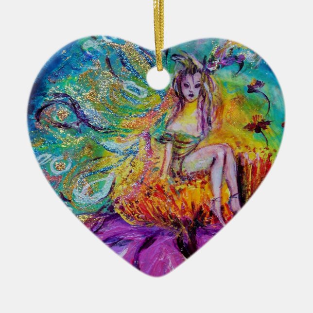 FAIRY IN THE NIGHT  VIBRANT BLUE SAPPHIRE Gem Ceramic Ornament (Front)