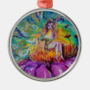 FAIRY IN THE NIGHT  VIBRANT BLUE SAPPHIRE Gem Metal Ornament