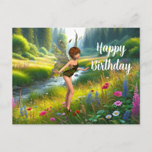 Fairy in Wildflower Garden Birthday  Postcard