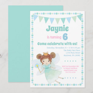 Fairy Invitation Brunette Girls Birthday Party