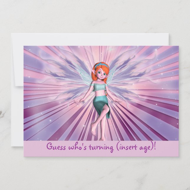 Fairy invitation - customizable little girls (Front)