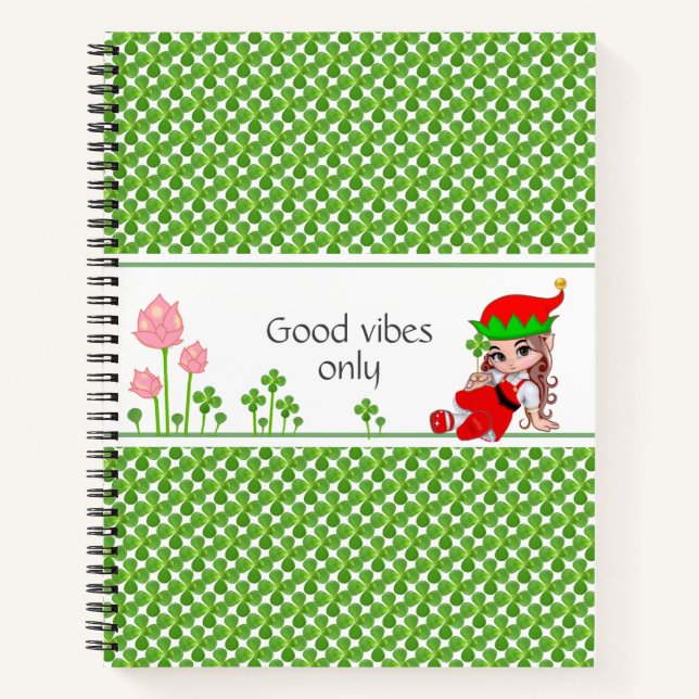 Fairy & Jade Tree Green Leaves Notebook (Front)
