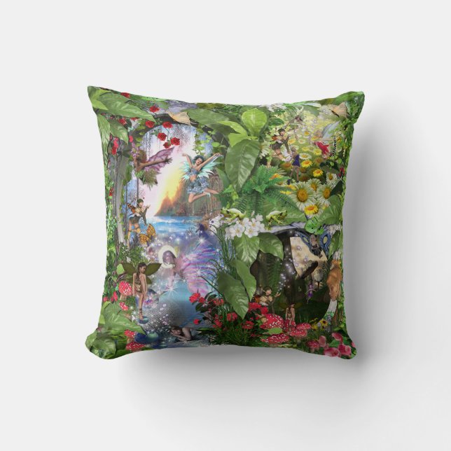 Fairy Kingdom forest dreamland fantasy stories Throw Pillow (Front)